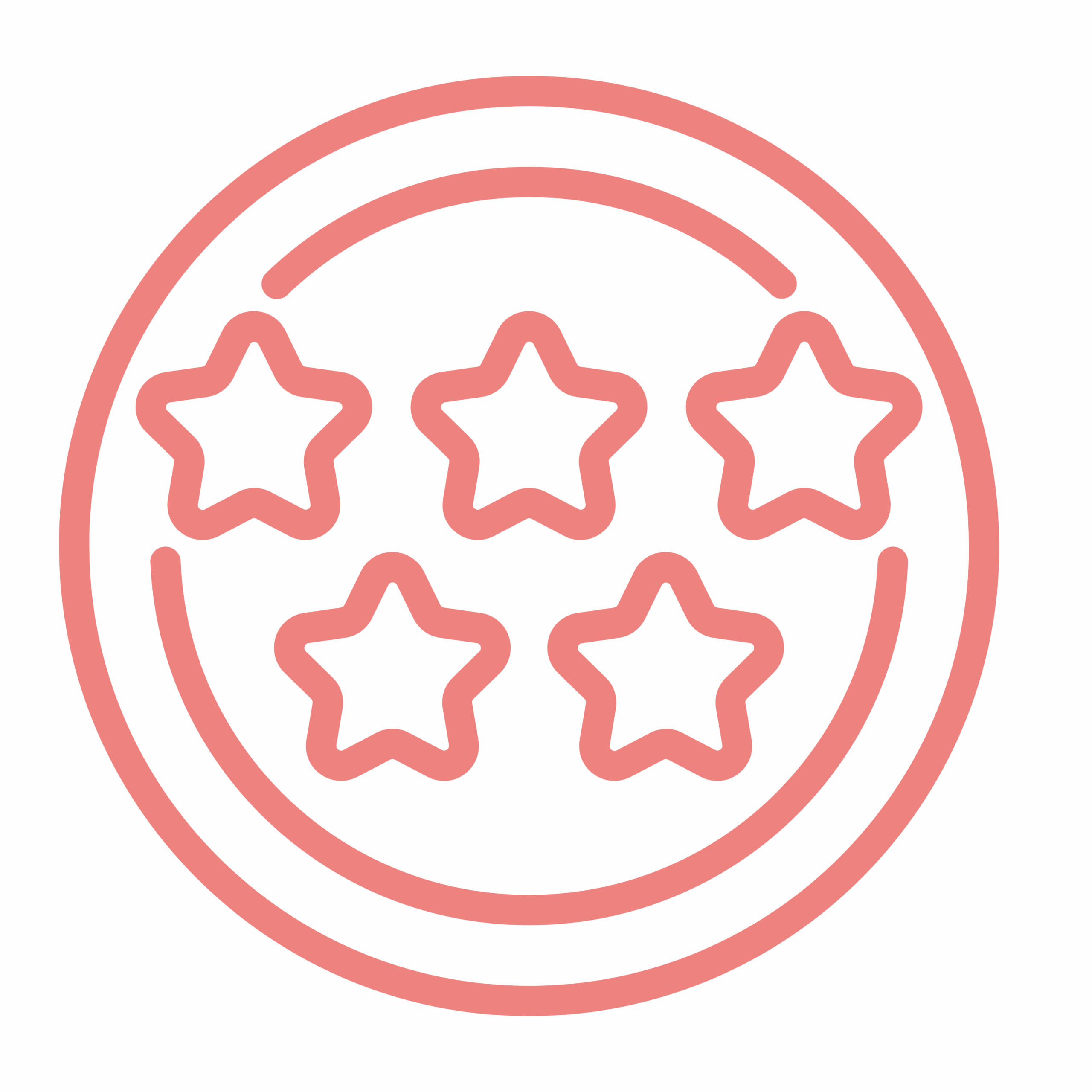A pink circular icon with stars and a crescent moon.