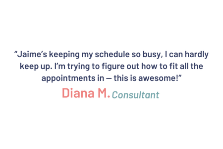 Consultant Diana H. shares a positive testimonial with a professional portrait.